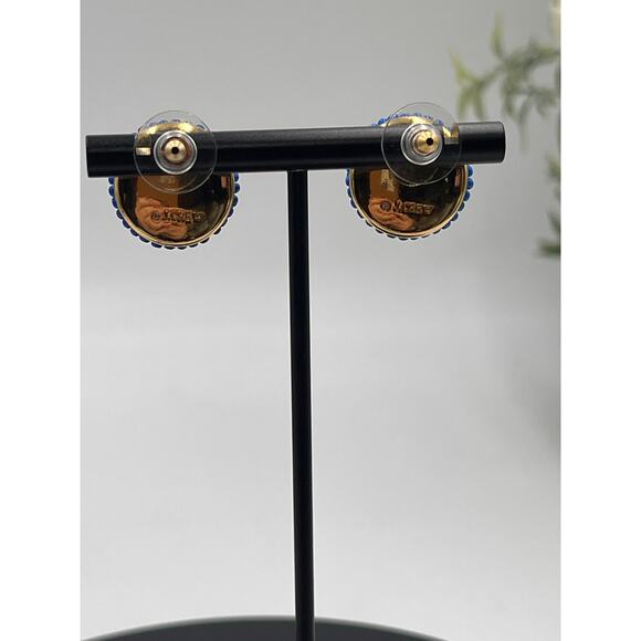 J. Crew Blue Green Seed Beaded Small Round Button Stud Earrings - Picture 5 of 8